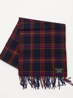 Dior lambswool plaid scarf